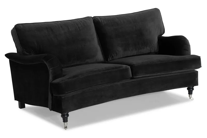 Howard Classic 2-sits Svängd Sammetssoffa - Svart - Möbler - Vardagsrum - Soffor - 2-sits soffor