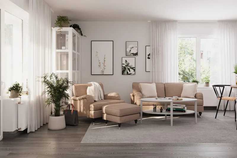 Howard Classic 2-sits Svängd Tygsoffa - Mörkbeige - Möbler - Vardagsrum - Soffor - 2-sits soffor