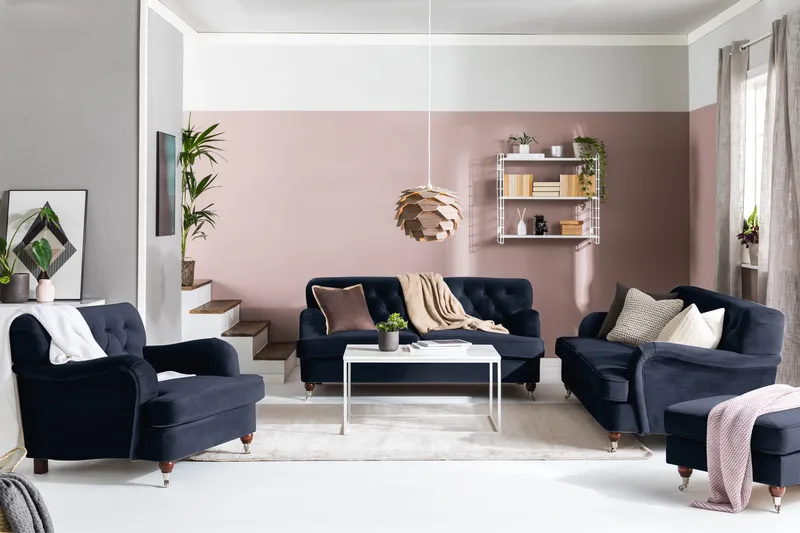 Howard Riviera 2-sits Sammetssoffa - Blå - Möbler - Vardagsrum - Soffor - 2-sits soffor