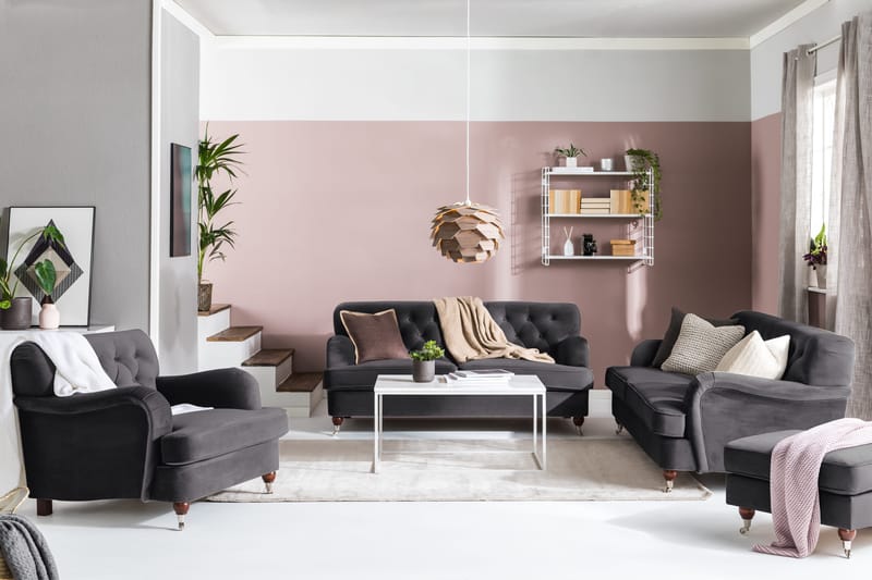 Howard Riviera 2-sits Sammetssoffa - Mörkgrå - Möbler - Vardagsrum - Soffor - 2-sits soffor