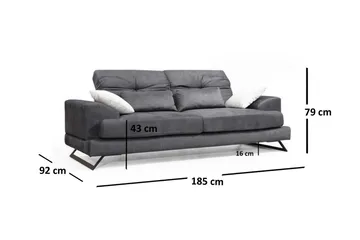 Killem 2-sits Soffa med Låga Armstöd och Vinklade Ben i Tyg - Antracit - Möbler - Vardagsrum - Soffor - 2-sits soffor