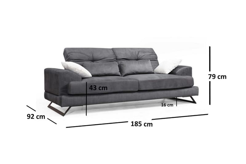 Killem 2-sits Soffa med Låga Armstöd och Vinklade Ben i Tyg - Antracit - Möbler - Vardagsrum - Soffor - 2-sits soffor