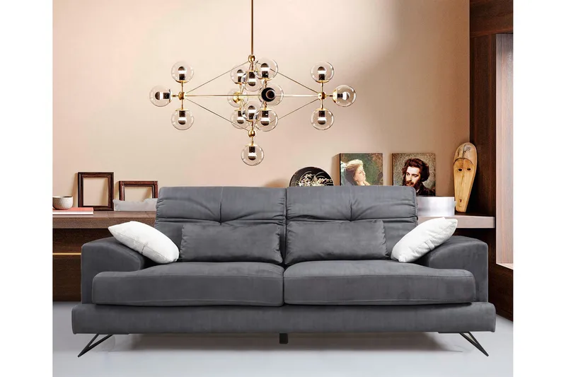 Killem 2-sits Soffa med Låga Armstöd och Vinklade Ben i Tyg - Antracit - Möbler - Vardagsrum - Soffor - 2-sits soffor