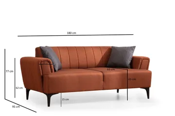 Lilesville 3-sits Soffa - Röd - Möbler - Vardagsrum - Soffor - 2-sits soffor