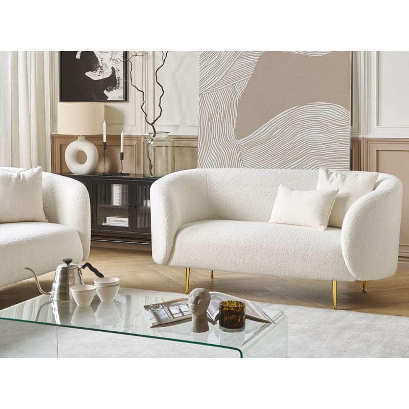 2-sits soffa Loen - Vitt, guld - Möbler - Vardagsrum - Soffor - 2-sits soffor