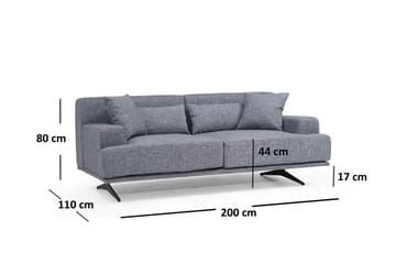 Lums 2-sits Soffa 200 cm i Tyg - Grå - Möbler - Vardagsrum - Soffor - 2-sits soffor
