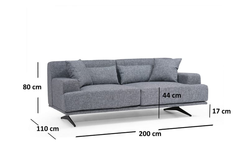 Lums 2-sits Soffa 200 cm i Tyg - Grå - Möbler - Vardagsrum - Soffor - 2-sits soffor