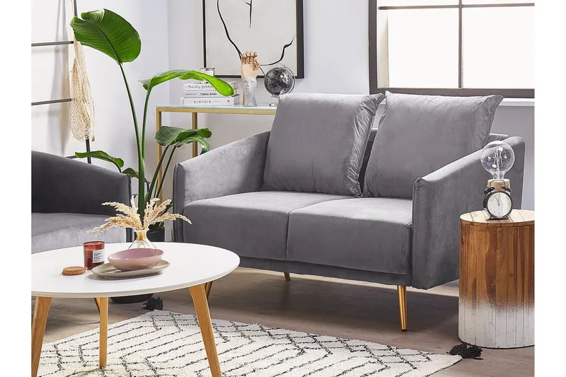 Maurana 2-sits Soffa - Sammet/Grå - Möbler - Vardagsrum - Soffor - 2-sits soffor