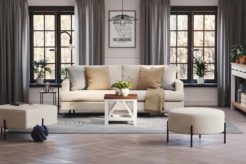 Menard Compact 3-sits Manchestersoffa - Beige - Möbler - Vardagsrum - Soffor - 3-sits soffor