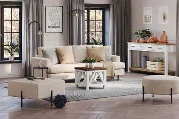 Menard Compact 3-sits Manchestersoffa - Beige - Möbler - Vardagsrum - Soffor - 3-sits soffor