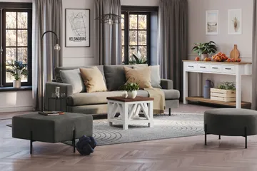 Menard Compact 3-sits Manchestersoffa - Grå - Möbler - Vardagsrum - Soffor - 3-sits soffor