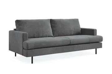 Menard Compact 3-sits Manchestersoffa - Grå - Möbler - Vardagsrum - Soffor - 3-sits soffor
