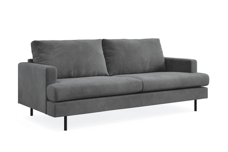 Menard Compact 3-sits Manchestersoffa - Grå - Möbler - Vardagsrum - Soffor - 3-sits soffor
