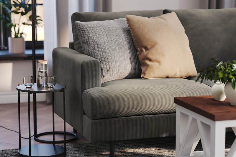Menard Compact 3-sits Manchestersoffa - Grå - Möbler - Vardagsrum - Soffor - 3-sits soffor