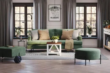 Menard Compact 3-sits Manchestersoffa - Grön - Möbler - Vardagsrum - Soffor - 3-sits soffor