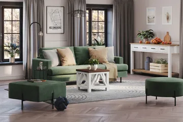 Menard Compact 3-sits Manchestersoffa - Grön - Möbler - Vardagsrum - Soffor - 3-sits soffor