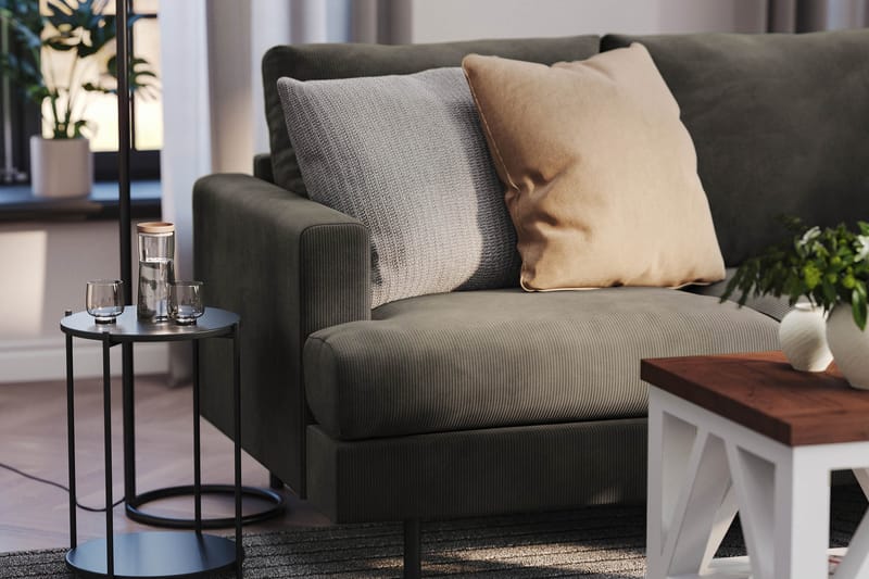 Menard Compact 3-sits Manchestersoffa - Mörkgrå - Möbler - Vardagsrum - Soffor - 3-sits soffor