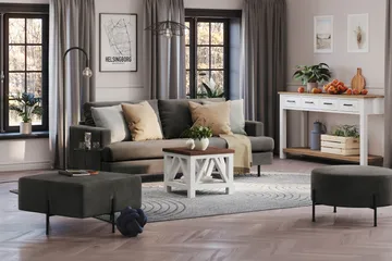 Menard Compact 3-sits Manchestersoffa - Mörkgrå - Möbler - Vardagsrum - Soffor - 3-sits soffor