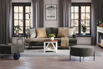 Menard Compact 3-sits Manchestersoffa - Mörkgrå - Möbler - Vardagsrum - Soffor - 3-sits soffor