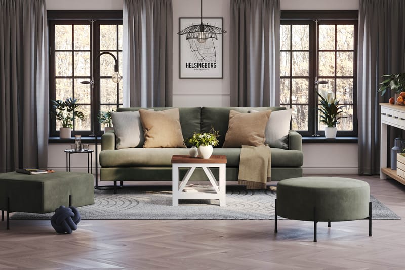 Menard Compact 3-sits Manchestersoffa - Mörkgrön - Möbler - Vardagsrum - Soffor - 3-sits soffor