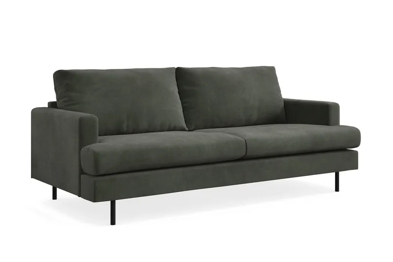 Menard Compact 3-sits Manchestersoffa - Mörkgrön - Möbler - Vardagsrum - Soffor - 3-sits soffor