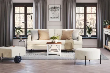 Menard Compact 3-sits Sammetssoffa - Krämvit - Möbler - Vardagsrum - Soffor - 3-sits soffor