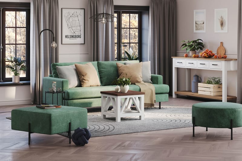 Menard Compact 3-sits Sammetssoffa - Mörkgrön - Möbler - Vardagsrum - Soffor - 3-sits soffor