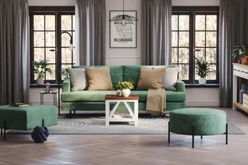 Menard Compact 3-sits Sammetssoffa - Mörkgrön - Möbler - Vardagsrum - Soffor - 3-sits soffor