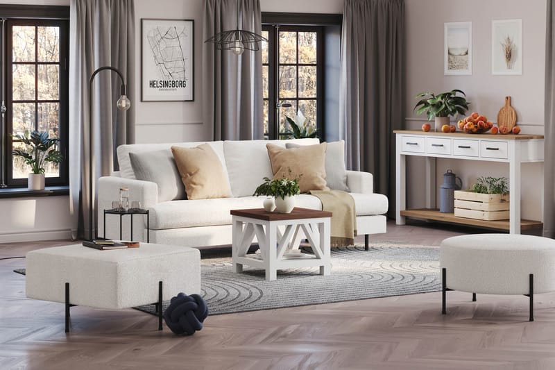 Menard Compact 3-sits Soffa i Bouclé - Vit - Möbler - Vardagsrum - Soffor - 3-sits soffor