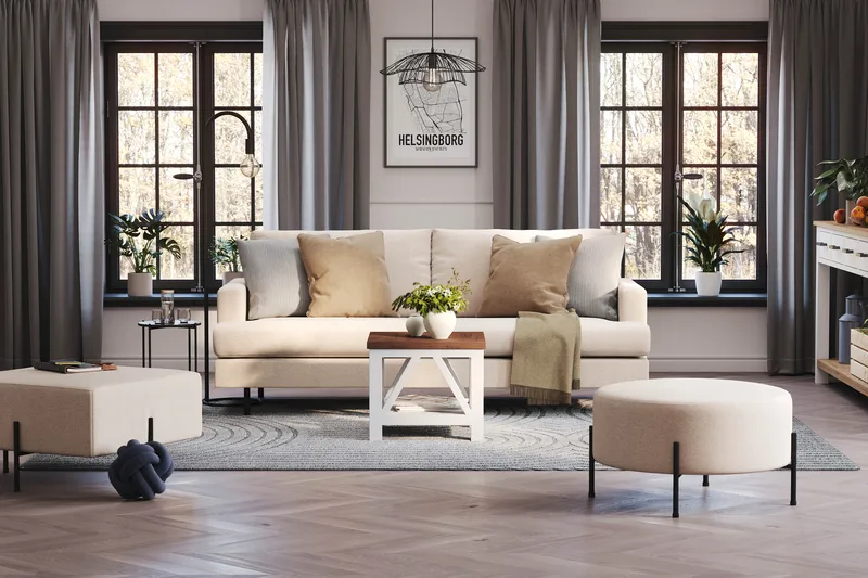 Menard Compact 3-sits Tygsoffa - Beige - Möbler - Vardagsrum - Soffor - 3-sits soffor