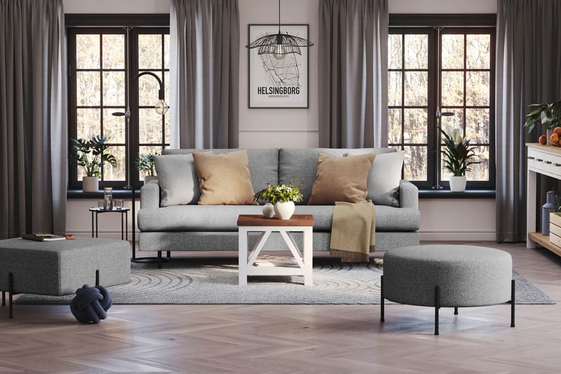 Menard Compact 3-sits Tygsoffa - Grå - Möbler - Vardagsrum - Soffor - 3-sits soffor