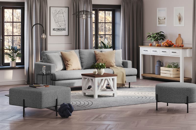 Menard Compact 3-sits Tygsoffa - Grå - Möbler - Vardagsrum - Soffor - 3-sits soffor