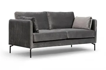 Mezonzo 2-sits Sammetssoffa 177 cm med Smala Armstöd - Grå - Möbler - Vardagsrum - Soffor - 2-sits soffor