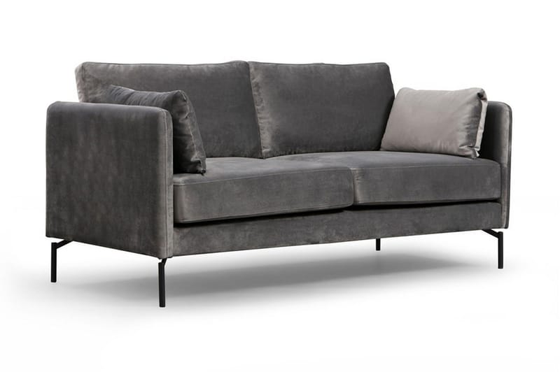 Mezonzo 2-sits Sammetssoffa 177 cm med Smala Armstöd - Grå - Möbler - Vardagsrum - Soffor - 2-sits soffor