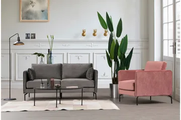 Mezonzo 2-sits Sammetssoffa 177 cm med Smala Armstöd - Grå - Möbler - Vardagsrum - Soffor - 2-sits soffor