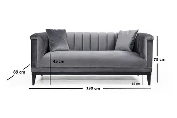 Mezonzo 2-sits Sammetssoffa 190 cm med Kanalsydd Rygg - Grå - Möbler - Vardagsrum - Soffor - 2-sits soffor
