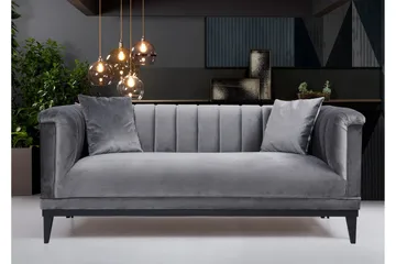 Mezonzo 2-sits Sammetssoffa 190 cm med Kanalsydd Rygg - Grå - Möbler - Vardagsrum - Soffor - 2-sits soffor