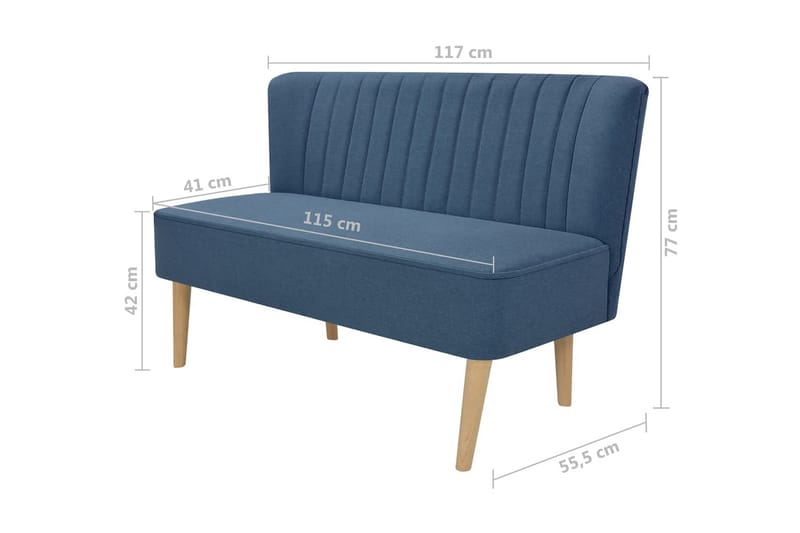 Soffa 117x55,5x77 cm tyg blå - Blå - 2-sits soffor