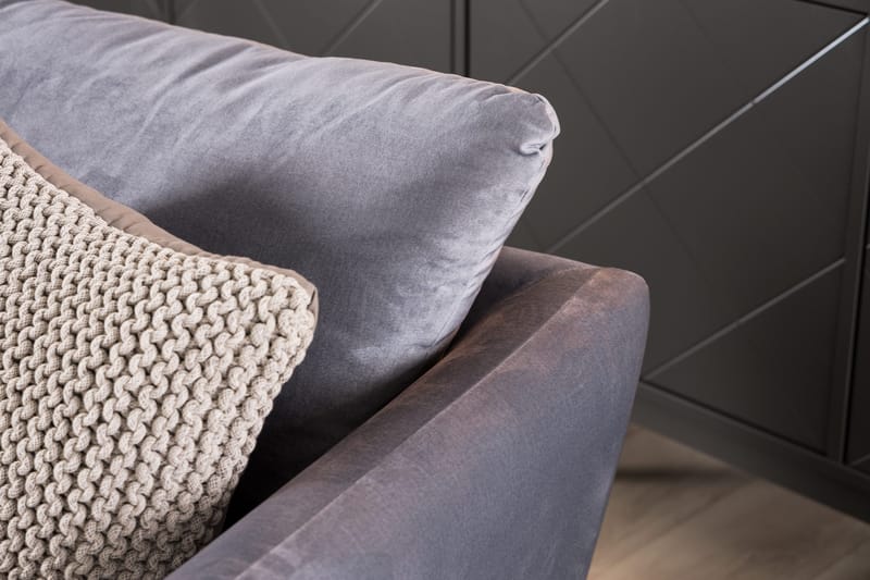 Trend 2-sits Sammetssoffa - Ljusgrå - Möbler - Vardagsrum - Soffor - 2-sits soffor