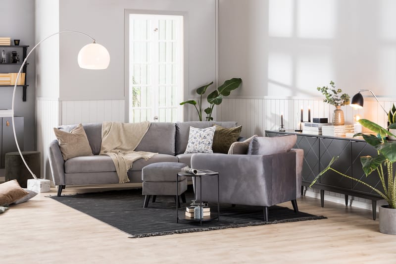 Trend 2-sits Sammetssoffa - Ljusgrå - Möbler - Vardagsrum - Soffor - 2-sits soffor