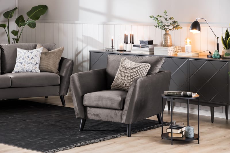 Trend 2-sits Sammetssoffa - Mörkgrå - Möbler - Vardagsrum - Soffor - 2-sits soffor