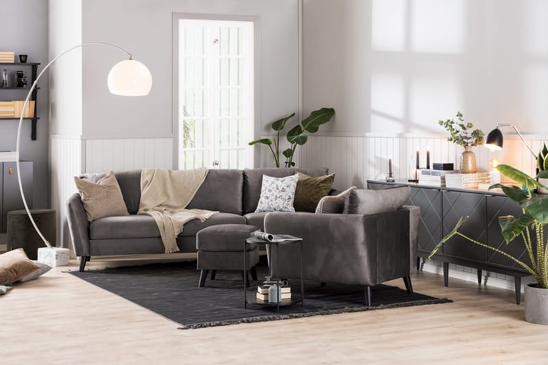 Trend 2-sits Sammetssoffa - Mörkgrå - Möbler - Vardagsrum - Soffor - 2-sits soffor