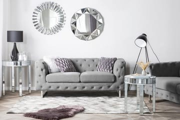 Vissland 2-sits Tuftad Soffa i Tyg med Metallben - Grå - Möbler - Vardagsrum - Soffor - 2-sits soffor