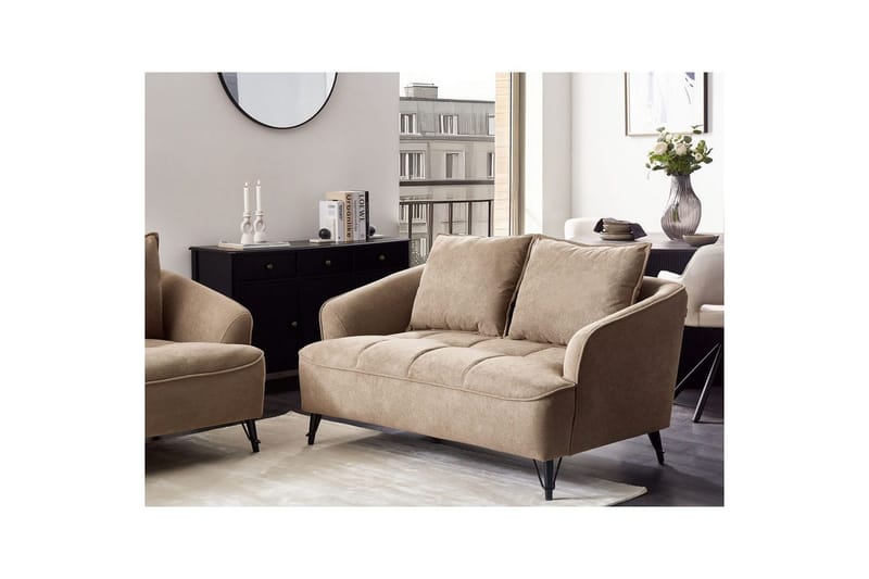 2-sitssoffa Hobro Brun, Svart - Brun, Svart - Möbler - Vardagsrum - Soffor - 2-sits soffor