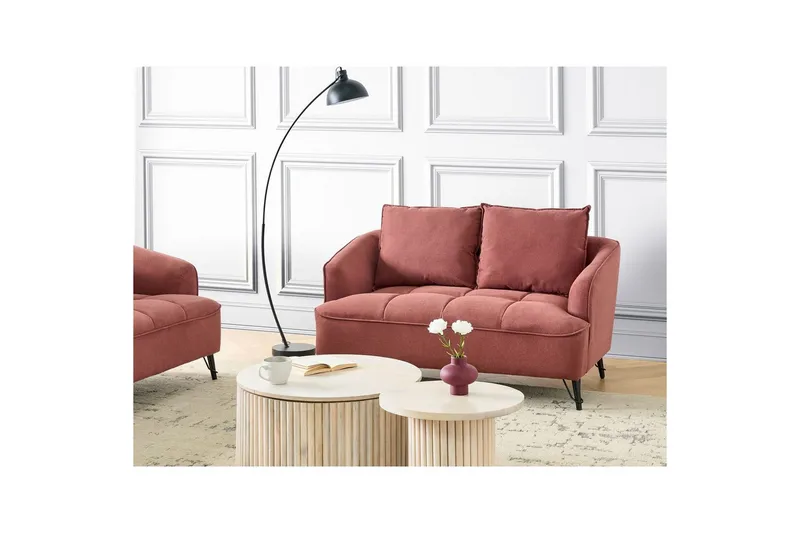 2-sitssoffa Hobro Röd, Svart - Rosa - Möbler - Vardagsrum - Soffor - 2-sits soffor