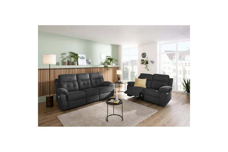 2-sitssoffa Lannilis Antracit, Tyg/Trä/Metall - Antracit, Tyg/Trä/Metall - Möbler - Vardagsrum - Soffor - Reclinersoffor & Biosoffor