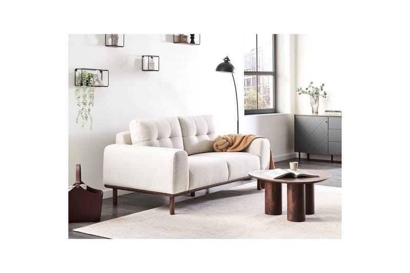 2-sitssoffa Laurila Beige, mörkt trä - Beige, mörkt trä - Möbler - Vardagsrum - Soffor - 2-sits soffor