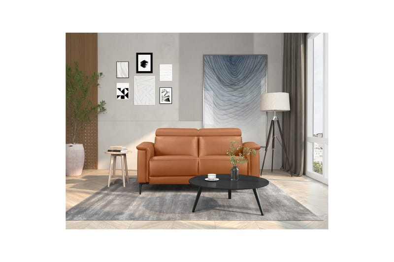 2-sitssoffa Lund Cognac, Läder/PU, Elektrisk vilstol - Cognac, Läder/PU, Elektrisk vilstol - Möbler - Vardagsrum - Soffor - Reclinersoffor & Biosoffor