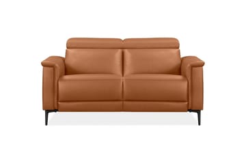 2-sitssoffa Lund Cognac, Läder/PU, Manuell vilstol - Cognac, Läder/PU, Manuell vilstol - Möbler - Vardagsrum - Soffor - Reclinersoffor & Biosoffor