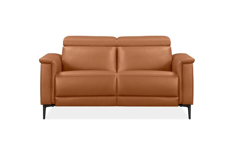 2-sitssoffa Lund Cognac, Läder/PU, Manuell vilstol - Cognac, Läder/PU, Manuell vilstol - Möbler - Vardagsrum - Soffor - Reclinersoffor & Biosoffor